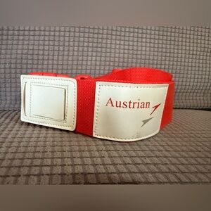 Austrian Airlines Luggage Strap With ID Card Slot Red White Good For Travel
